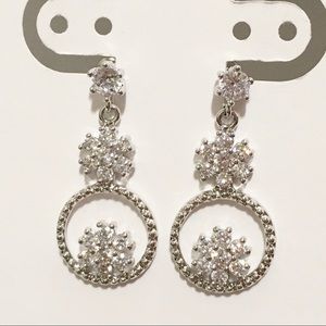 White goldfield clear stone dangling stud earrings